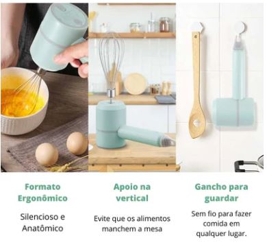 Mini Batedeira Portátil sem Fio e Multi Processador de Alimentos - Power Mix - Recarregável USB