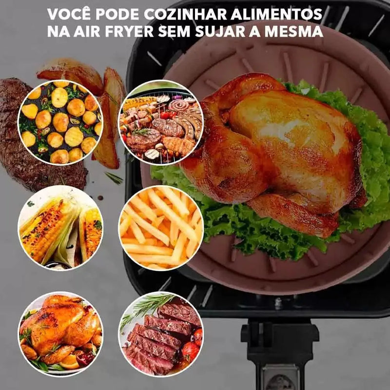 Kit 6 Capas Protetoras de AirFryer de Silicone Redonda Air Fryer e Forno Fritadeira Elétrica Praticidade na Cozinha