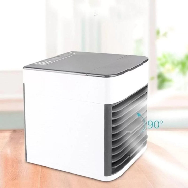 Ar Condicionado Portátil Com Três Velocidades e Três Configurações, Umidificador Climatizador e Ar Condicionado, Possuindo Luz Led e Carregamento Via USB.