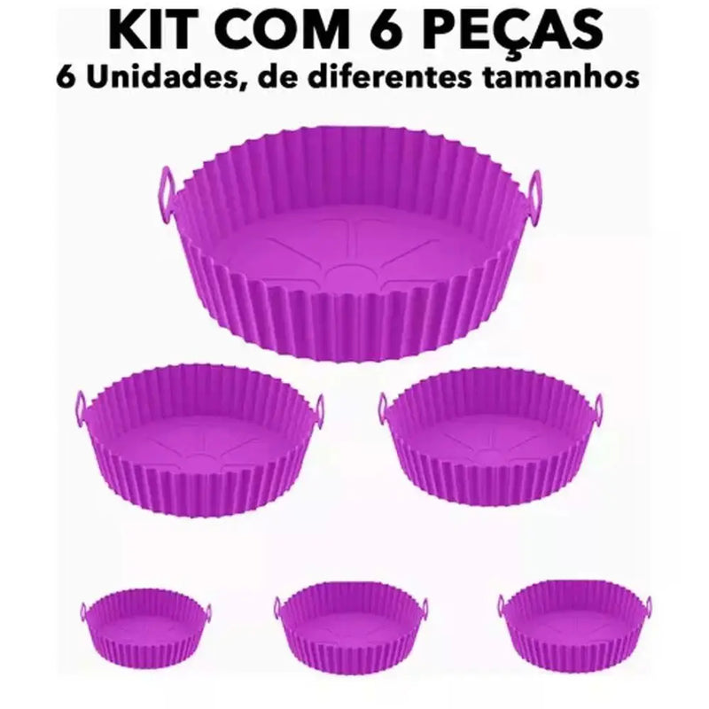 Kit 6 Capas Protetoras de AirFryer de Silicone Redonda Air Fryer e Forno Fritadeira Elétrica Praticidade na Cozinha