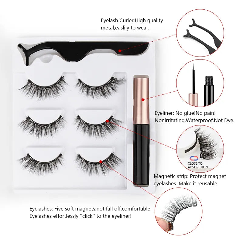 Kit Cílios Magnéticos Glamour - Pague 1 LEVE 3 Pares |+Brinde Exclusivo| - OWL EL SHARDY