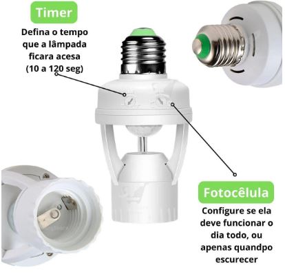Sensor de presença com soquete para lâmpada e27: ®SmartGlow®