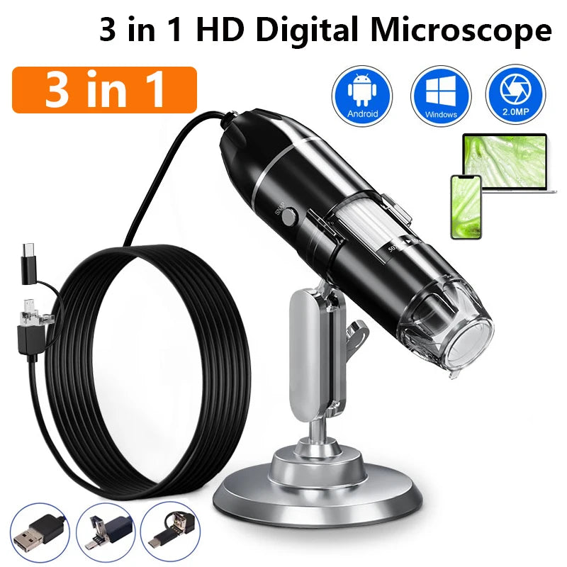 Microscópio Zoom 1600x Cam 2.0 Mp Profissional Digital Usb