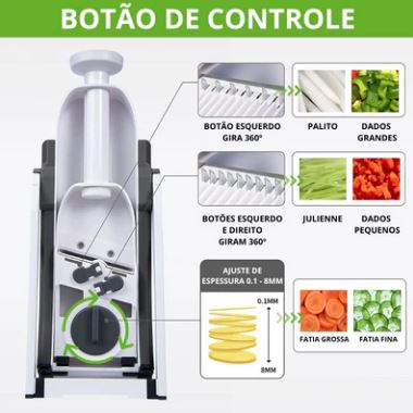 Fatiador Multifuncional 5 em 1 - [Lâmina de Aço Inox] Original MasterChef® - O Segredo dos Chefs na Sua Cozinha.