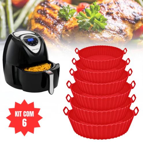 Kit 6 Capas Protetoras de AirFryer de Silicone Redonda Air Fryer e Forno Fritadeira Elétrica Praticidade na Cozinha