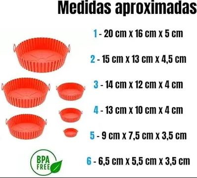 Kit 6 Capas Protetoras de AirFryer de Silicone Redonda Air Fryer e Forno Fritadeira Elétrica Praticidade na Cozinha