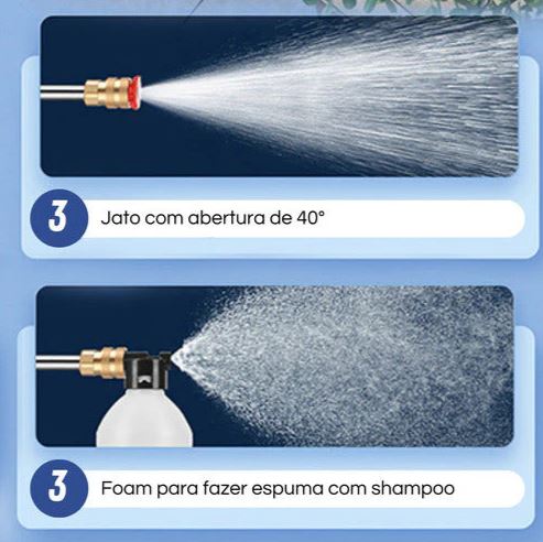 Lavadora de Alta Pressão Portátil  Recarregável (2 Baterias inclusas!) + 2 bicos e Adaptador de Sabão [MALETA GRÁTIS]