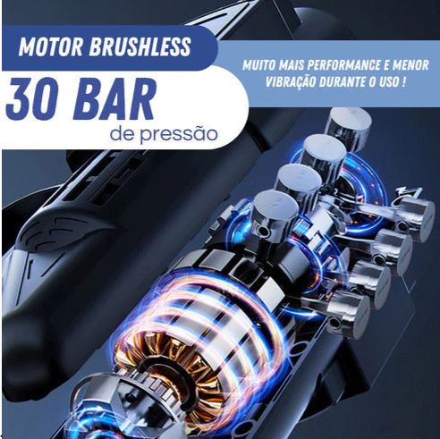 Lavadora de Alta Pressão Portátil  Recarregável (2 Baterias inclusas!) + 2 bicos e Adaptador de Sabão [MALETA GRÁTIS]