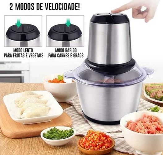 Moedor de Carne Aço Inox 110V e 220v Power Chef 300W 2 Velocidades 2L e 3L