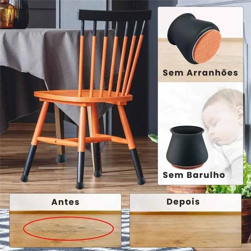 Protetores de Silicone para Pernas de Cadeira - Conjunto com 16 Peças - OWL EL SHARDY