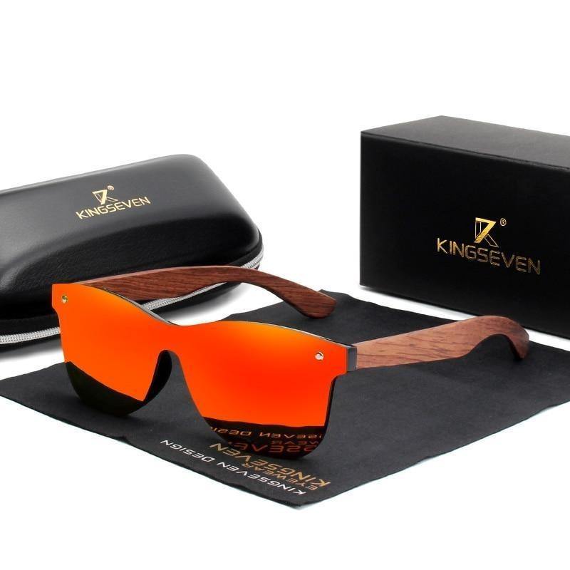 KINGSEVEN® - Óculos de Sol com Lente Polarizada e Hastes em Acetato Madeira - LANÇAMENTO - TENDÊNCIA - OWL EL SHARDY