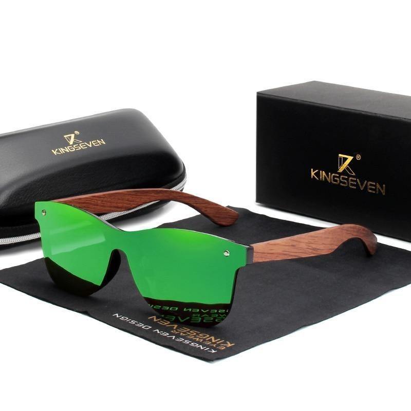 KINGSEVEN® - Óculos de Sol com Lente Polarizada e Hastes em Acetato Madeira - LANÇAMENTO - TENDÊNCIA - OWL EL SHARDY