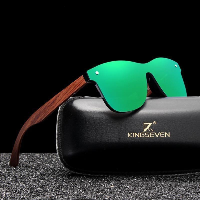 KINGSEVEN® - Óculos de Sol com Lente Polarizada e Hastes em Acetato Madeira - LANÇAMENTO - TENDÊNCIA - OWL EL SHARDY